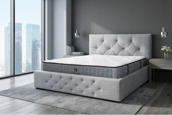 Bed White Modern Design Fabric Upholstered Bedroom Double Bed Wood Elegant New