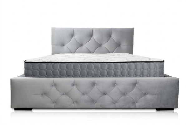 Bed White Modern Design Fabric Upholstered Bedroom Double Bed Wood Elegant New