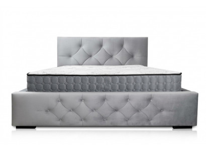 Bed White Modern Design Fabric Upholstered Bedroom Double Bed Wood Elegant New