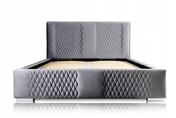 Bed Gray Double Bed Modern Elegant Bed Upholstered Fabric Bedroom Modern New