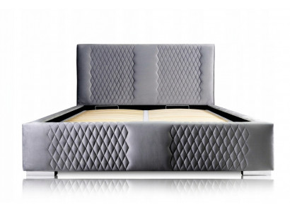 Bed Gray Double Bed Modern Elegant Bed Upholstered Fabric Bedroom Modern New