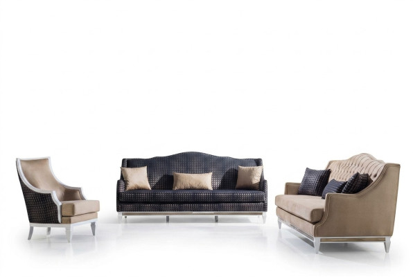 Modern living room sofa set upholstered three-seater designer armchair 3-piece set