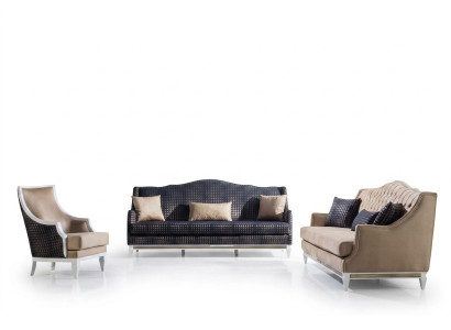Modern living room sofa set upholstered three-seater designer armchair 3-piece set