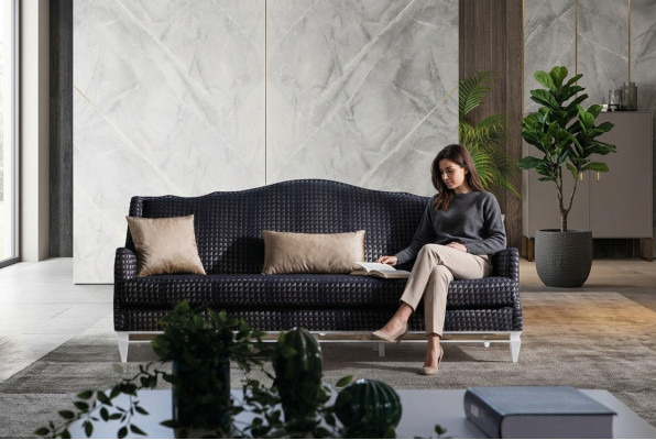 Designer sofa, 3-seater, living room sofas, gray couches, luxury textile sofas, new.