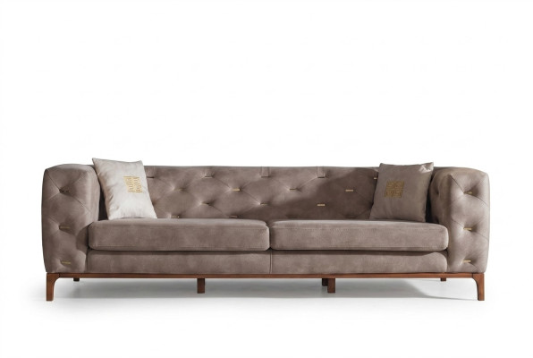 Sofa Couch 3-Seater Upholstered Living Room Couches Designer Furniture Taupe Luxury
