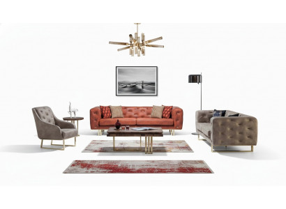 Chesterfield Colorful Couch Sofa Set Furniture Set 3+3+1 Group Textile