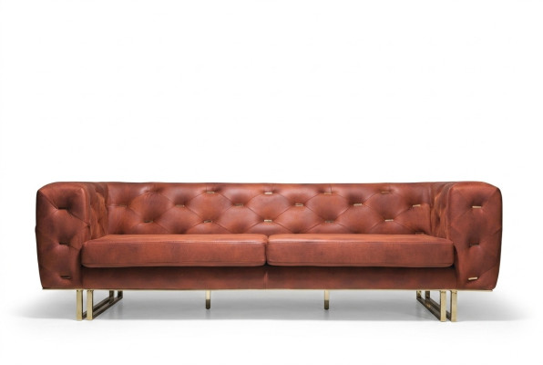 Chesterfield Textile Fabric Sofa Elegant Design Classic Furniture Brown 3 Seater