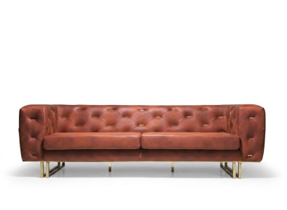 Chesterfield Textile Fabric Sofa Elegant Design Classic Furniture Brown 3 Seater