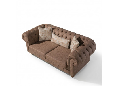 Stylish Brown Chesterfield Two-Seater Designer 2-Seater Sofa
