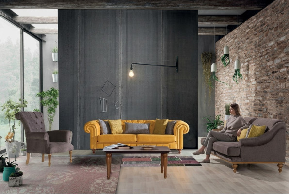Stylish Sofa Set Designer Three-Seater Luxury Armchair Sofa Suite 3-piece Set