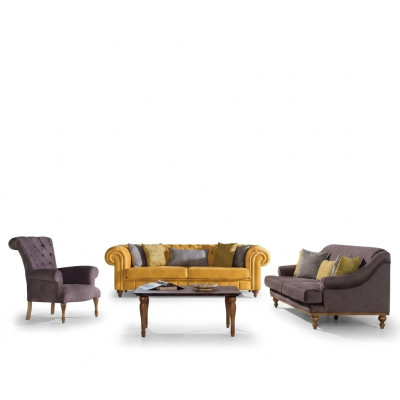 Stylish Sofa Set Designer Three-Seater Luxury Armchair Sofa Suite 3-piece Set
