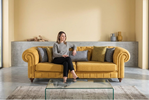 Sofa Couch Upholstered Sofas Design Furniture 3-seater Three-seater Chesterfield