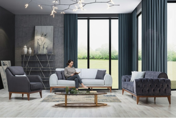Modern sofa set designer three-seater single luxury 3-seater armchair