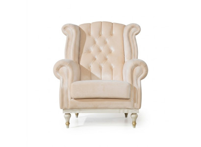White Retro Chesterfield Armchair Single-Seat Barstool Living Room 1-Seater