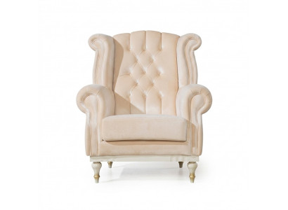 White Retro Chesterfield Armchair Single-Seat Barstool Living Room 1-Seater