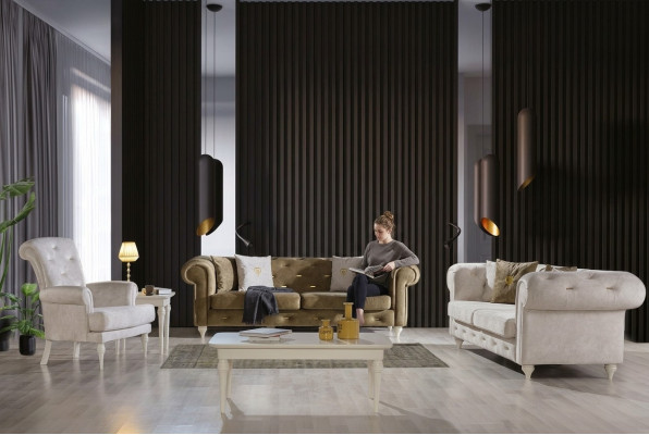 Stylish living room sofa set three-seater 2-seater luxury armchair couch