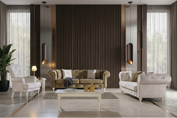Stylish living room sofa set three-seater 2-seater luxury armchair couch