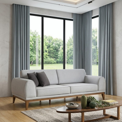 Gray luxury sofa designer 3-seater couch living room 3-seater leather sofas