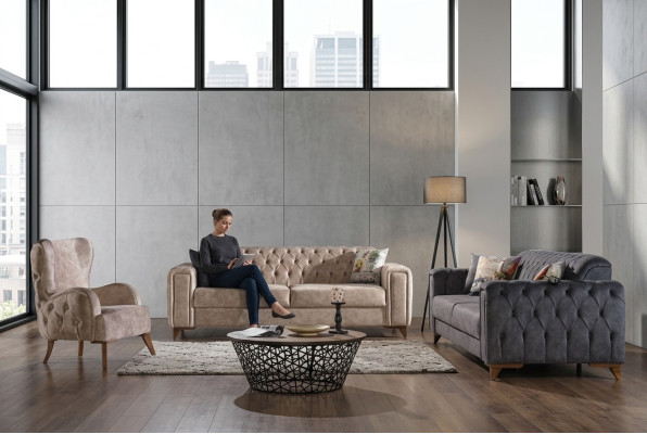 Chesterfield Sofa Set Couch Set Upholstered Furniture Set 3+3+1 Couches Seating Group