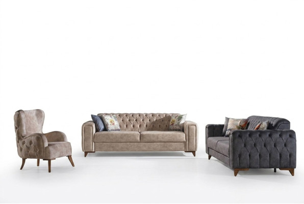 Chesterfield Sofa Set Couch Set Upholstered Furniture Set 3+3+1 Couches Seating Group