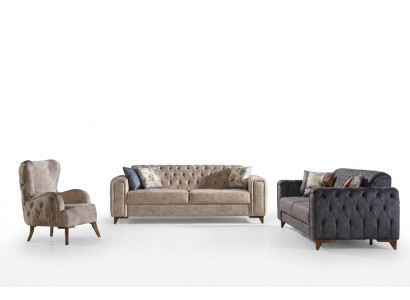Chesterfield Sofa Set Couch Set Upholstered Furniture Set 3+3+1 Couches Seating Group