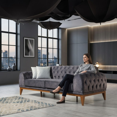 3-seater sofa, textile design sofa furniture, new three-seater couch, new