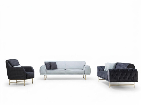 Black and white sofa set 3+3 seater stylish single armchair sofas