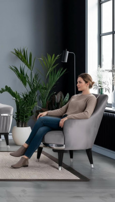 Armchair Single-Seater Sofas Living Room Textile Fabric Furniture Color Gray