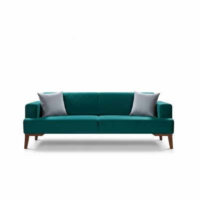 Elegant turquoise couch three-seater sofa living room seating furniture velvet