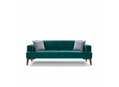 Elegant turquoise couch three-seater sofa living room seating furniture velvet