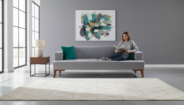 Elegant gray couch three-seater sofa living room seating furniture velvet