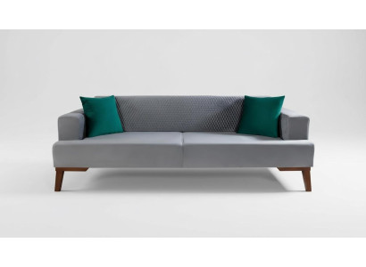 Elegant gray couch three-seater sofa living room seating furniture velvet
