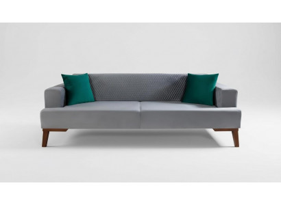 Elegant gray couch three-seater sofa living room seating furniture velvet