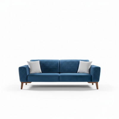 Blue couch three-seater sofa elegant seating furniture living room velvet
