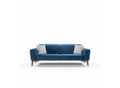 Blue couch three-seater sofa elegant seating furniture living room velvet