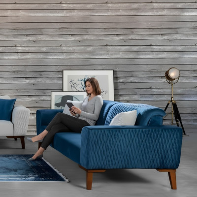 Blue three-seater couch couches sofa elegant seating furniture sofa living room new velvet
