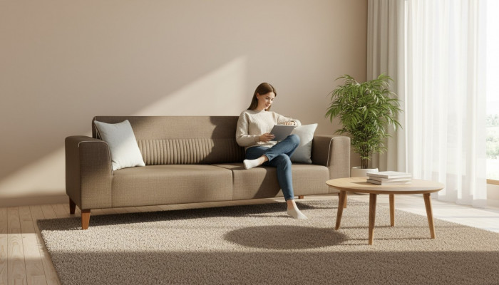 Living room sofa 3-seater couch three-seater upholstered fabric sofa textile