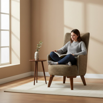 Luxury Modern Armchair 1-Seater Design Living Room Upholstered Wooden Furniture