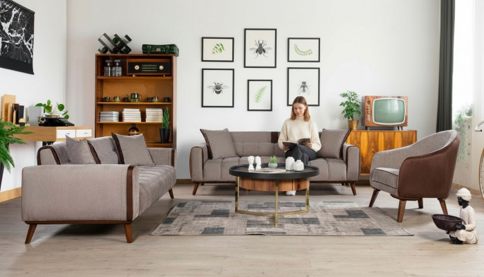 Sofa set 3+3+1 seat sofas upholstery furniture couches textile group