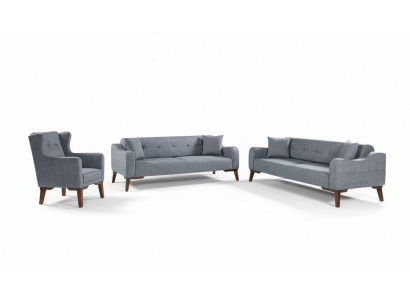 Sofa set 3+3+1 seat complete set sofa armchair textile 3 pcs