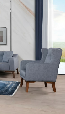 Luxury Armchair Recliner Living Room Wood Gray Furniture