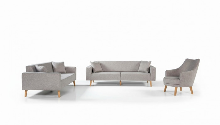 Sofa Couch Upholstery Seat 3+3+1 Seat Set Design Wood Sofas Beige Seat Cushion