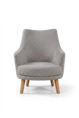 Design Armchair 1-Seater Modern Comfortable Recliner Chair Wood Grey Furniture