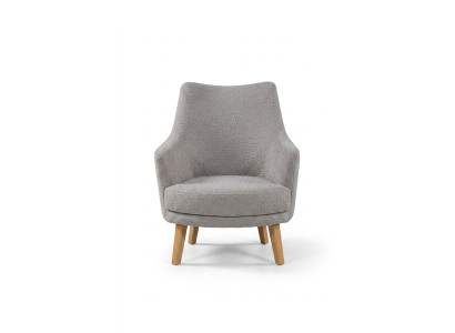 Design Armchair 1-Seater Modern Comfortable Recliner Chair Wood Grey Furniture