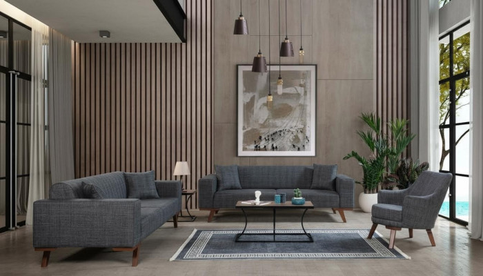 3+3+1 Seat Sofa Set Design Sofas Upholstered Couches Gray Furniture 3-piece Set