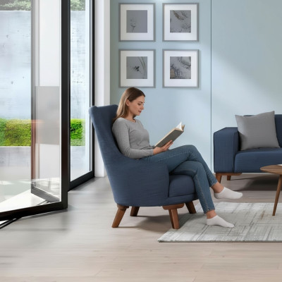 Luxury Upholstered Textile Armchair Single-Seater Sofa Upholstered Furniture Blue
