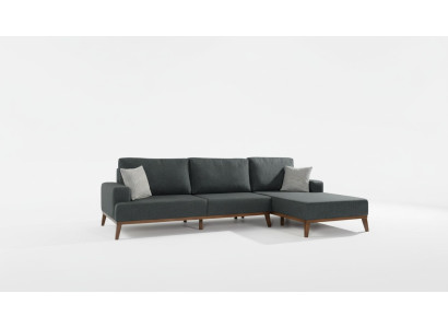 Sectional L-shaped sofa set, fabric seat, living room upholstered furniture, corner sofa.