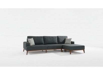 Sectional L-shaped sofa set, fabric seat, living room upholstered furniture, corner sofa.