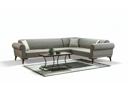 L-shaped sectional sofa upholstery luxury living room soft style sofa gray