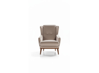 Beige design armchair single-seater living room textile style wood furniture